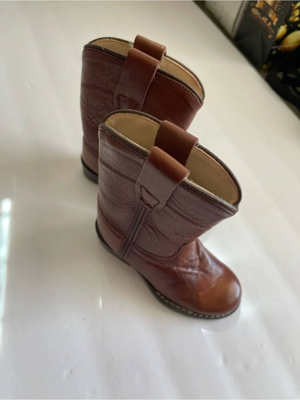 Old West Boy’s Chestnut Brown Leather Cowboy Boots